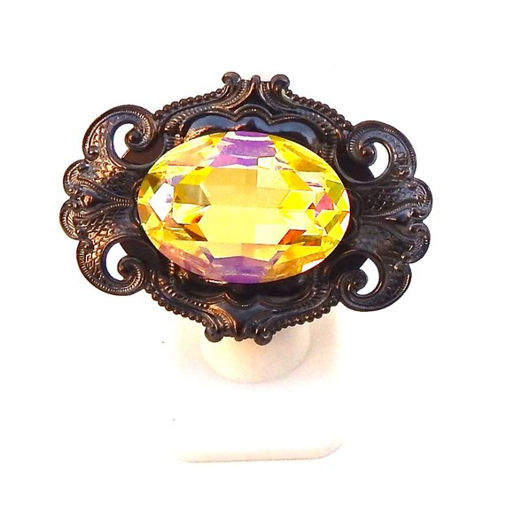 GASOLINE GLAMOUR FORTUNRE TELLER HONEY BUTTER MAXI OVAL RING - Picture 2 of 4